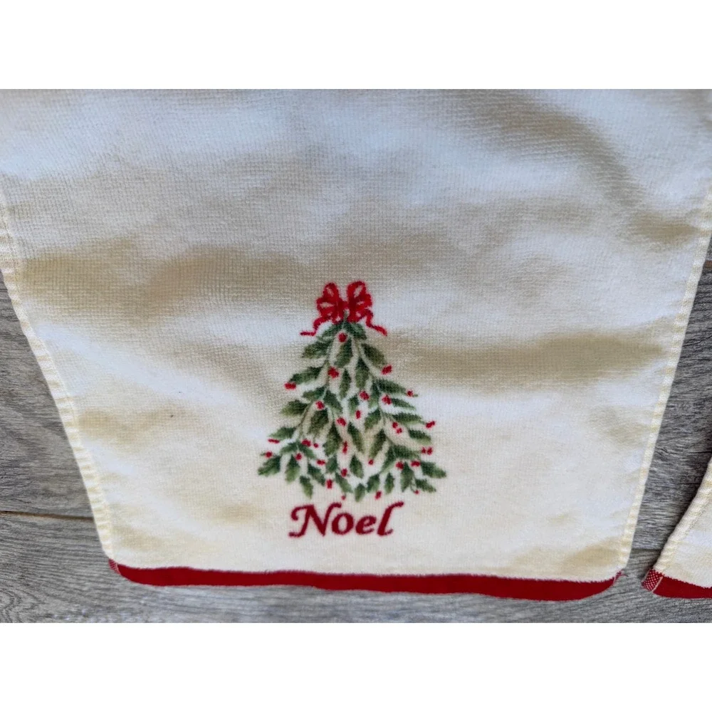 Lenox Set‎ of 2 Hand Towels Christmas Tree Noel Holiday Tea Bath Towel Fingertip